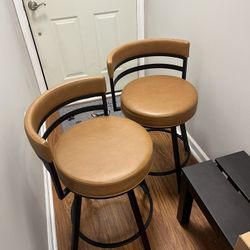 Tan/black Bar Stools Swivel 33 Inch Tall 