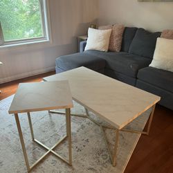 Faux Marble Coffee Table And Side Table 
