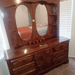 Vintage 70's Hutch Dresser Withh Mirror