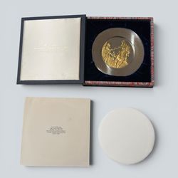 1975 Official Bicentennial Commerative Plate Sterling Silver & 24K gold