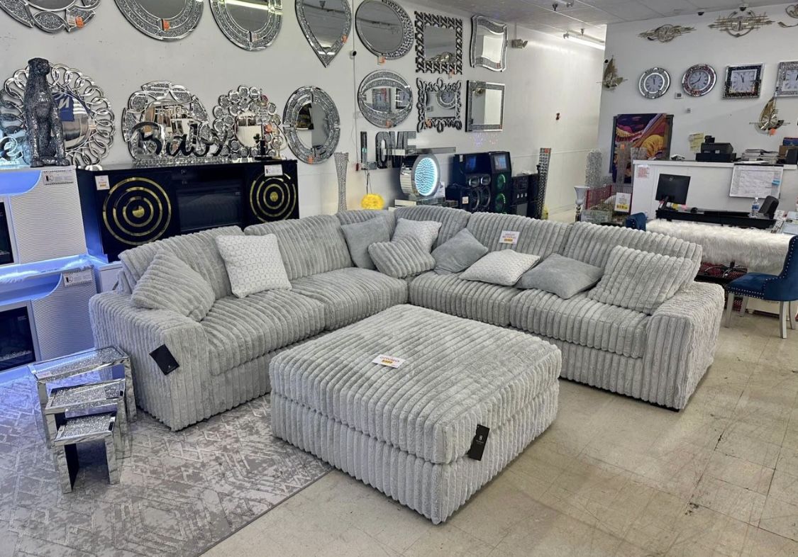 Corduroy Sectional With Ottoman $2199