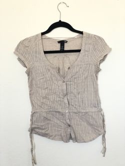 H&M cream button up top