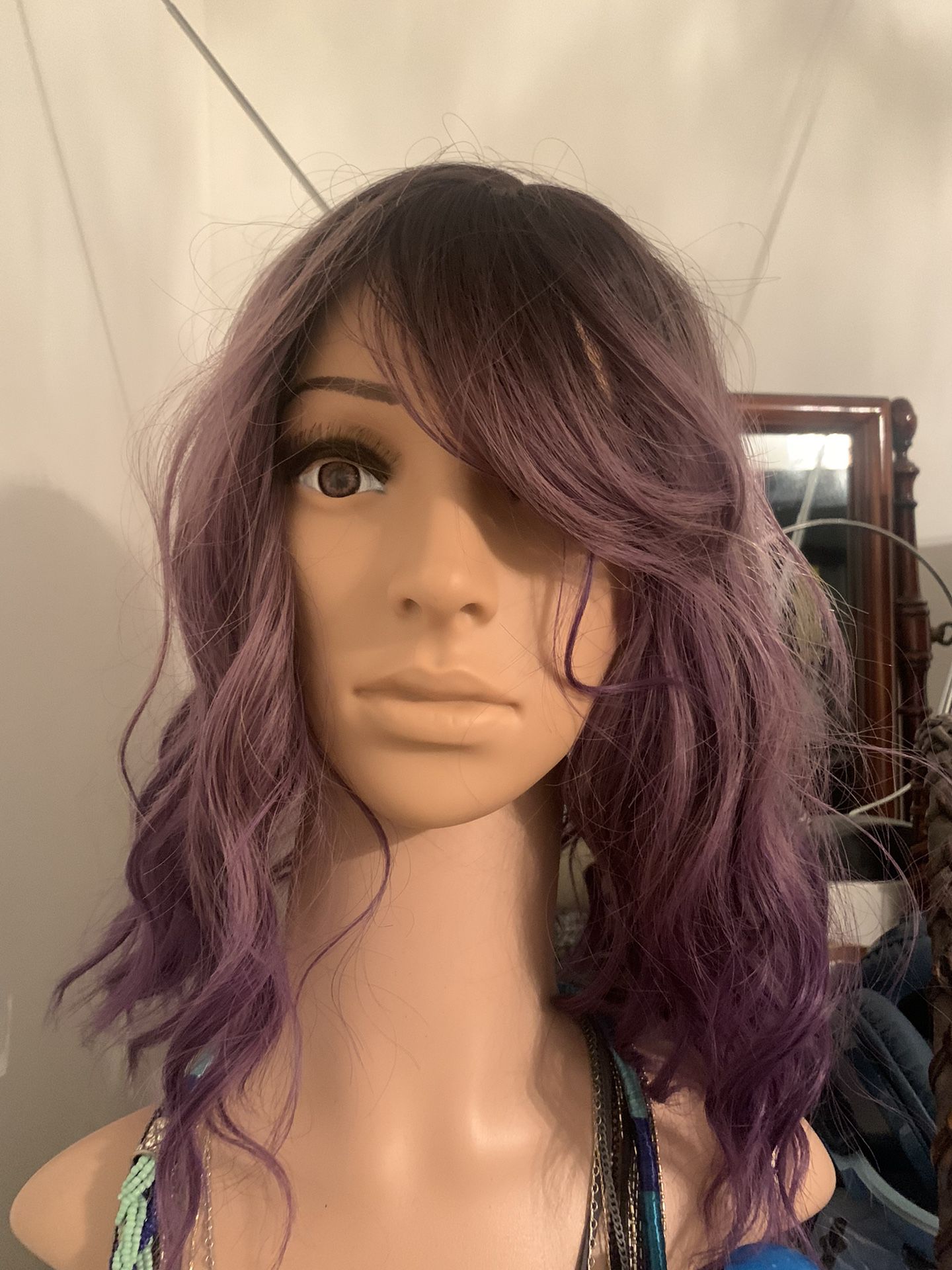 Human Hair Blend Lavender Tone Wig