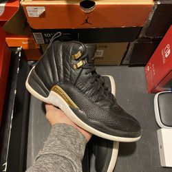 Jordan Black Metallic Gold White 12s size 9W 7.5M USED But Clean