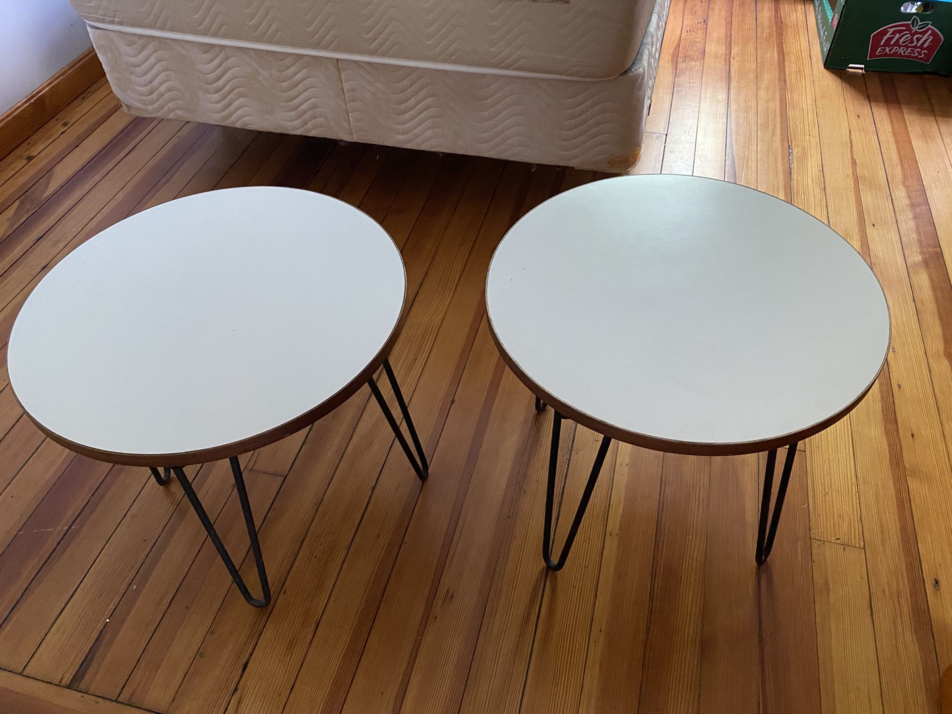 2 small round tables - 20” D x 18” H