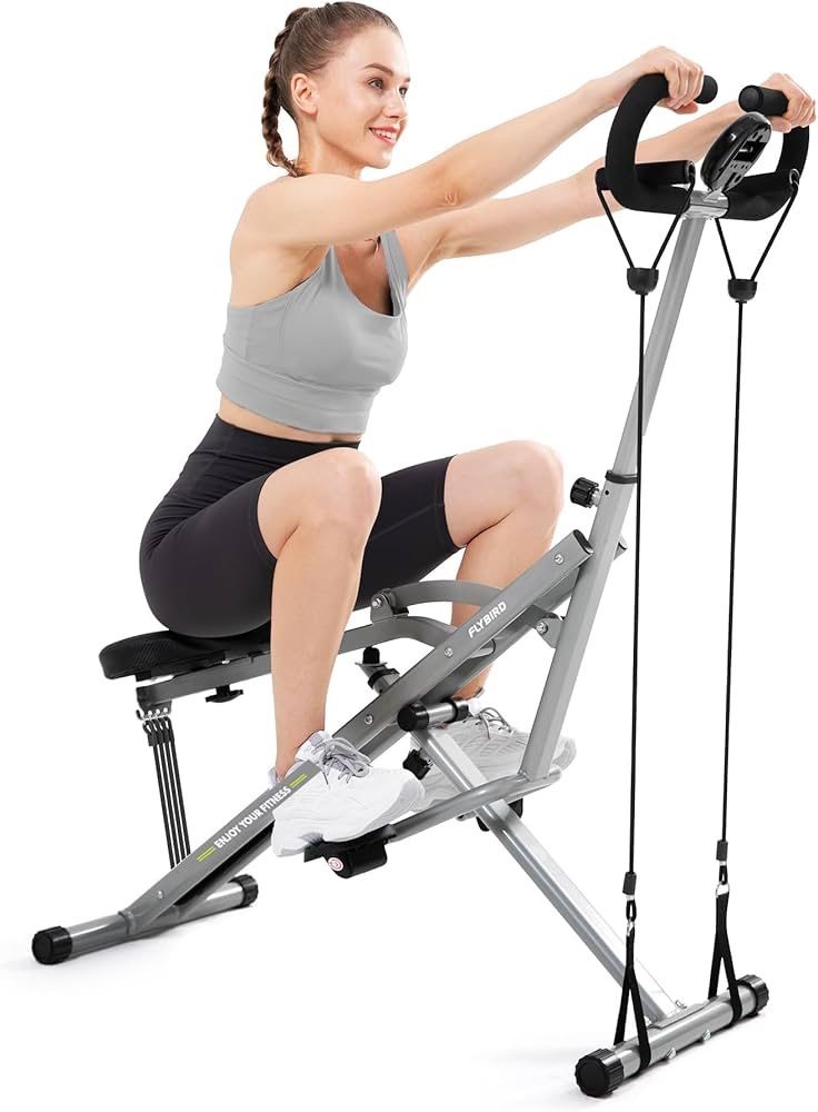 Squat Machine for Home, Squat Rowing Machine for Glute Trainer, 4 Adjustable Resistance Levels, Foldable & Easy Setup, Full Body Workout Home