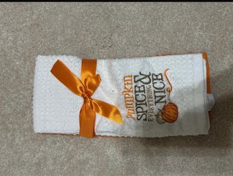 Pumpkin Spice Embroidered Hand Towel