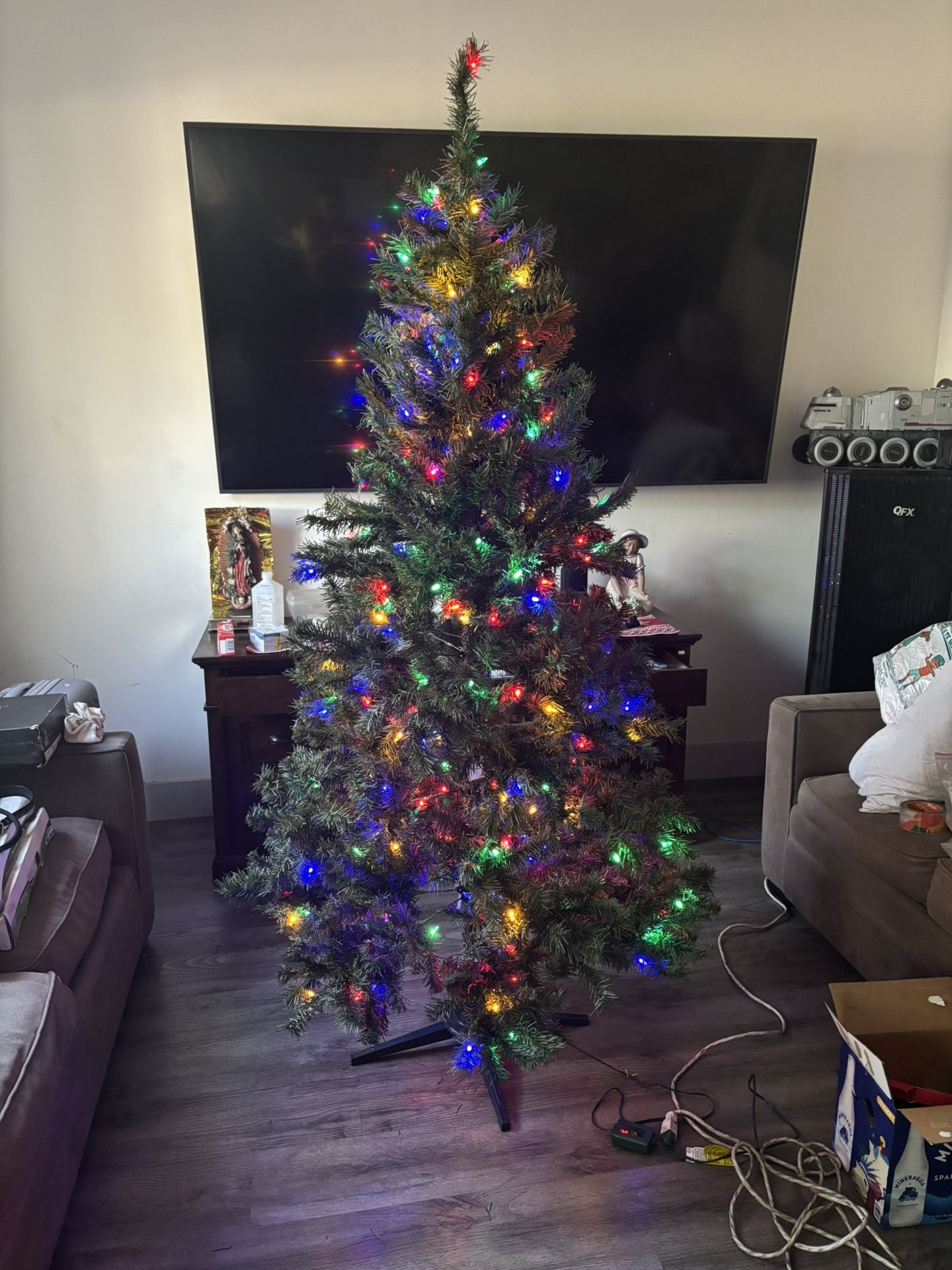 Christmas Tree 6.5 Festive Pre Lit Tree Warm White, Multi Colored 