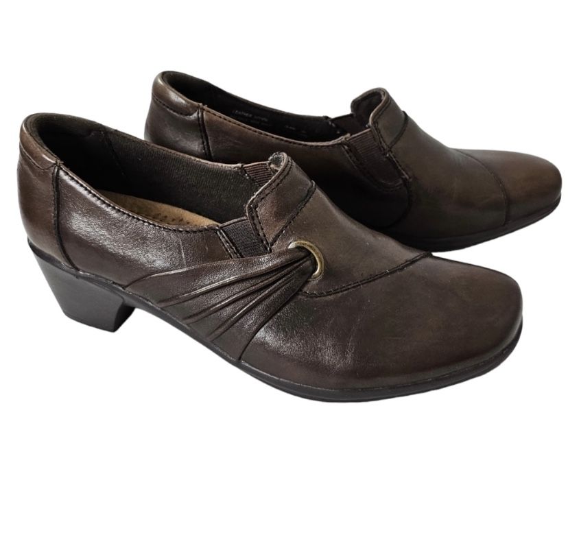 Earth Origins Womens Brown Leather Heel Shoes Size 9 W