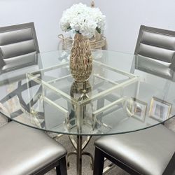 Glass Table With 5 Chairs 