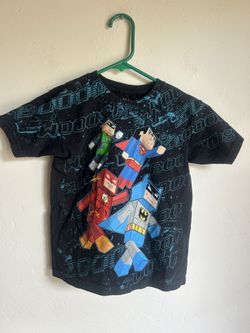 Minecraft Legos Justice League Superhero T-Shirt Black DC Comics Medium /8