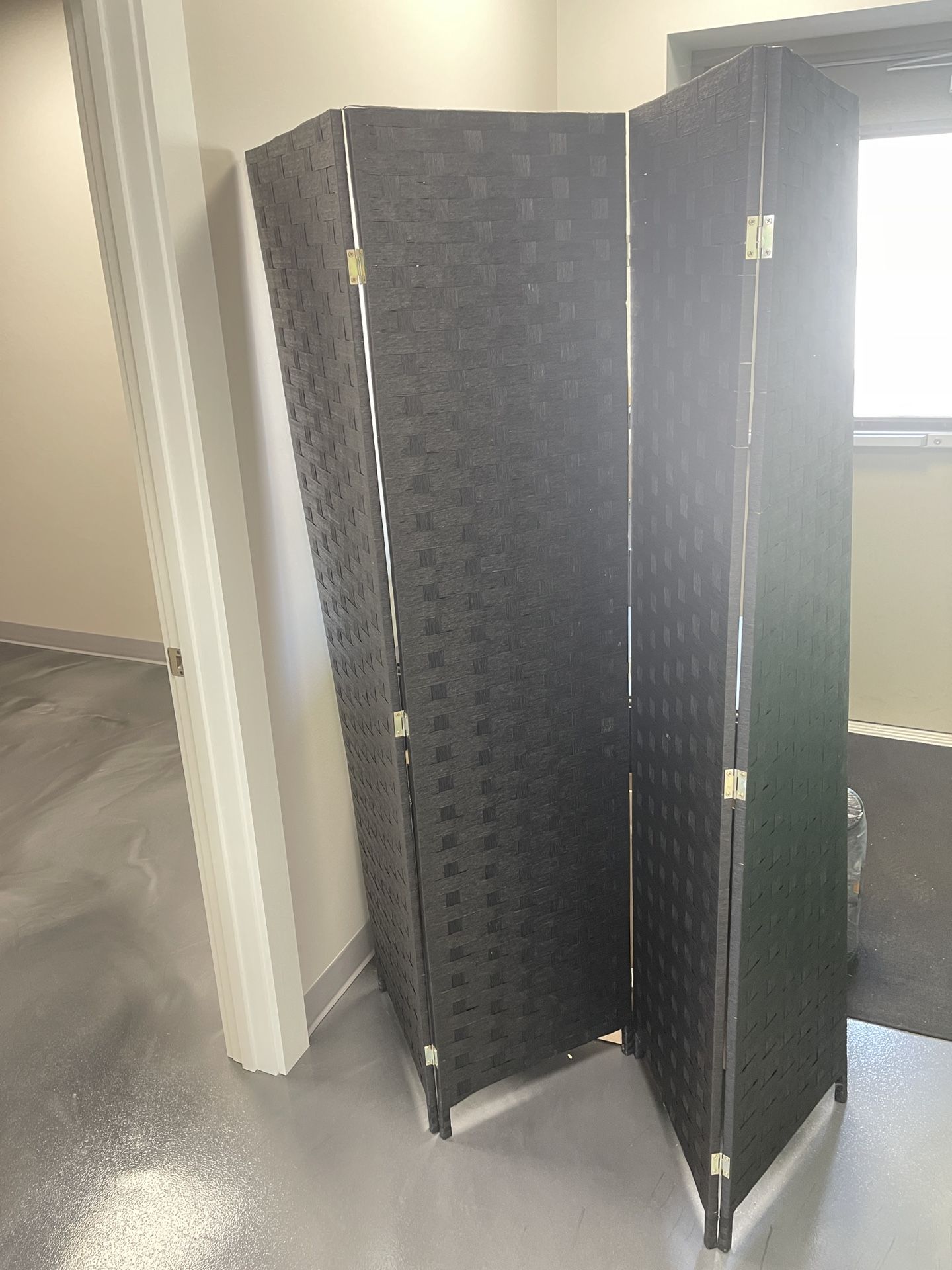 Black 4-Panel Woven Room Divider / Privacy Screen