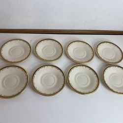 Discontinued Lenox ECLIPSE China Tea Saucer Plate 6” Gold Trim set of 8