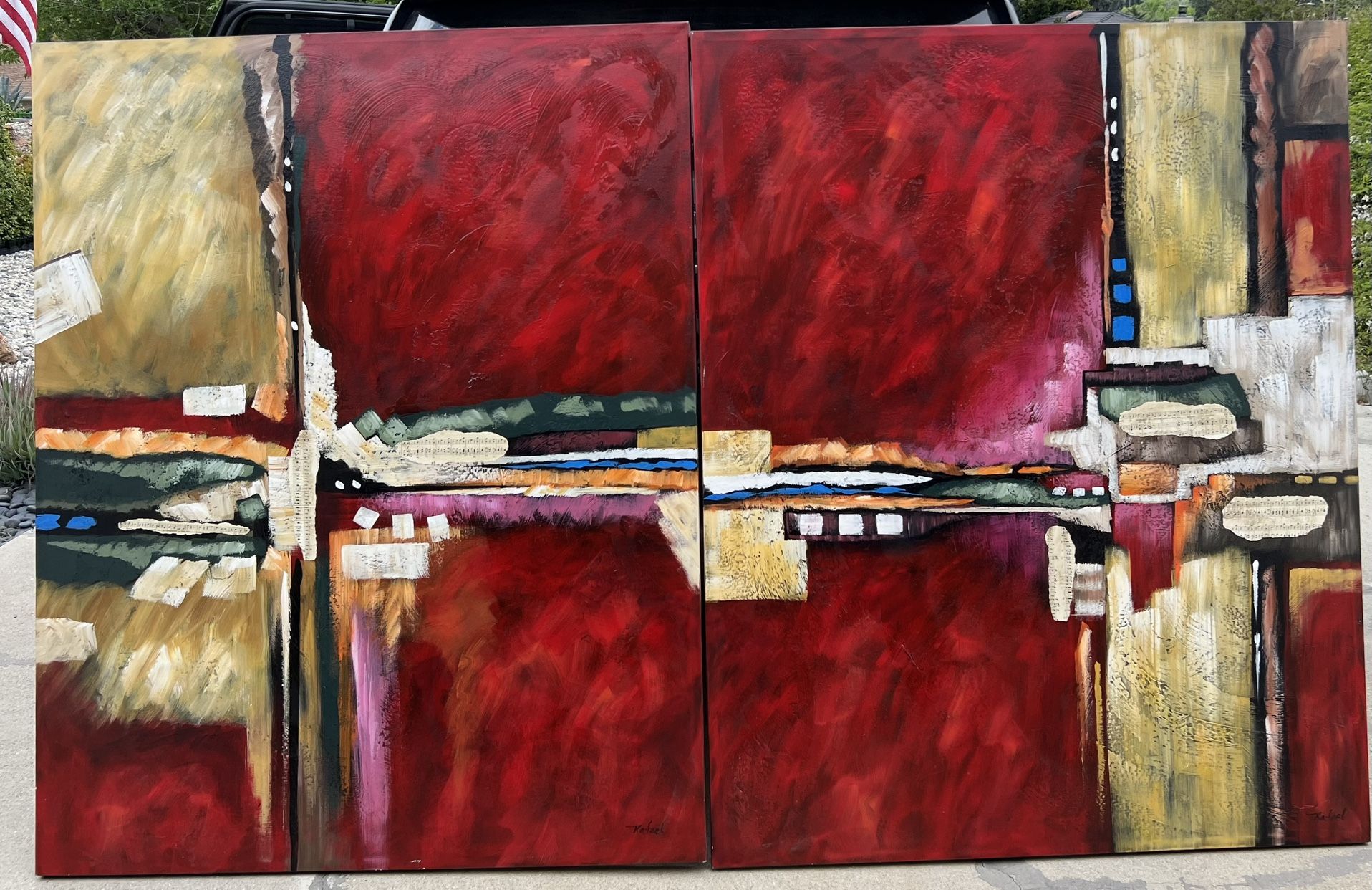 STUNNING PAIR OF RAFAEL OIL ON CANVAS PAINTINGS LARGE 48”x60” ESTATE SALE MAKE AN OFFER!!