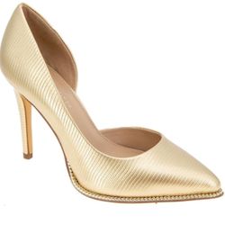 BCBGENERATION Harnoy GOLD Embossed Point Toe Stiletto Pumps