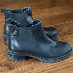 Urban Outfitters Black Leather Ankle Boots, size 9