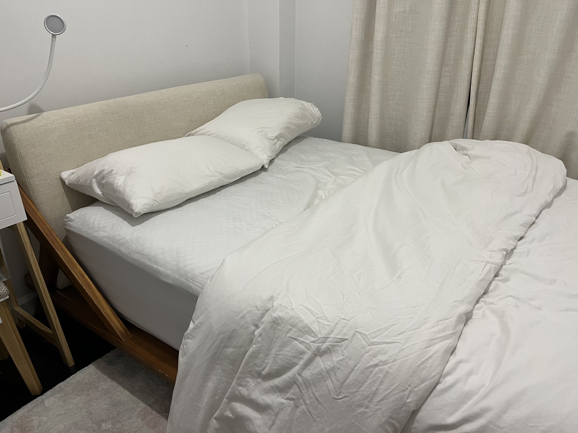 CB2 Drommen Acacia Wood Bed Frame Full Size