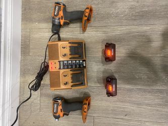 Ridgid drill set w/charger & batteries