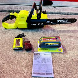 RYOBI 40V HP Brushless 14 in. Battery Chainsaw with 4.0 Ah Battery and Charger  BRAND NEW 