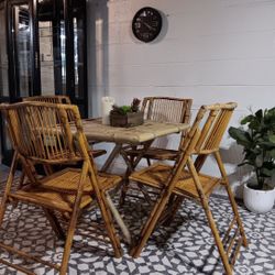 Bamboo ( Rattan) Fold Open Dining Table and Chairs
