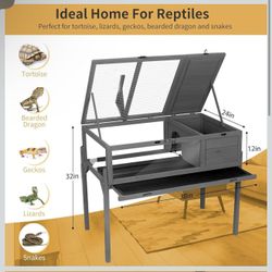 GEGURI Reptile Habitat Indoor & Outdoor, Wooden House Cage 
