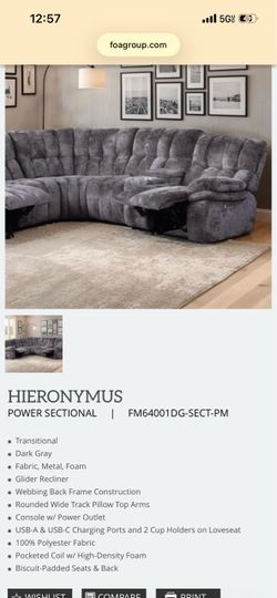 New Reclining Sectional.  Grey Fabric.  89x101x40H.  Grey Fabric.  Free Delivery!