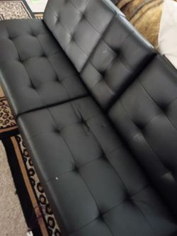 Black Tufted Faux Leather futon