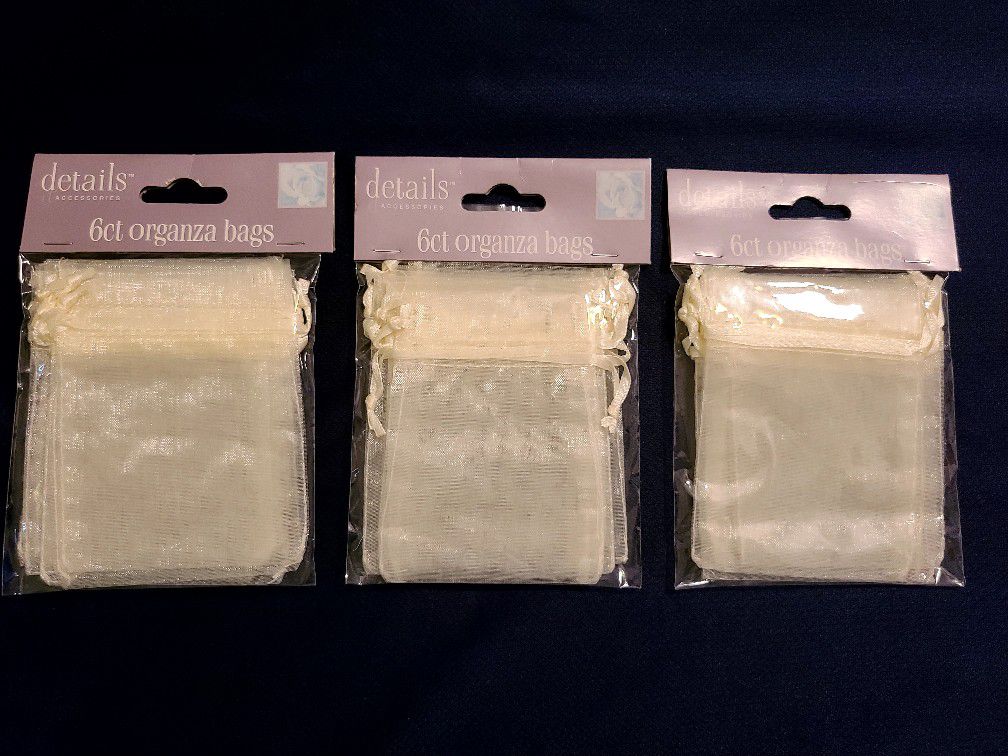 Three (3) Packs Of 6ct Organza Bags 3"x4" $2 Per Pack