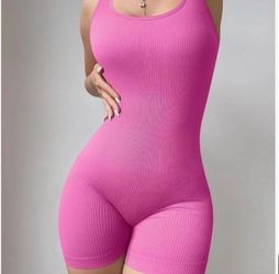 Hot Pink OQQ Ribbed Romper Size Medium