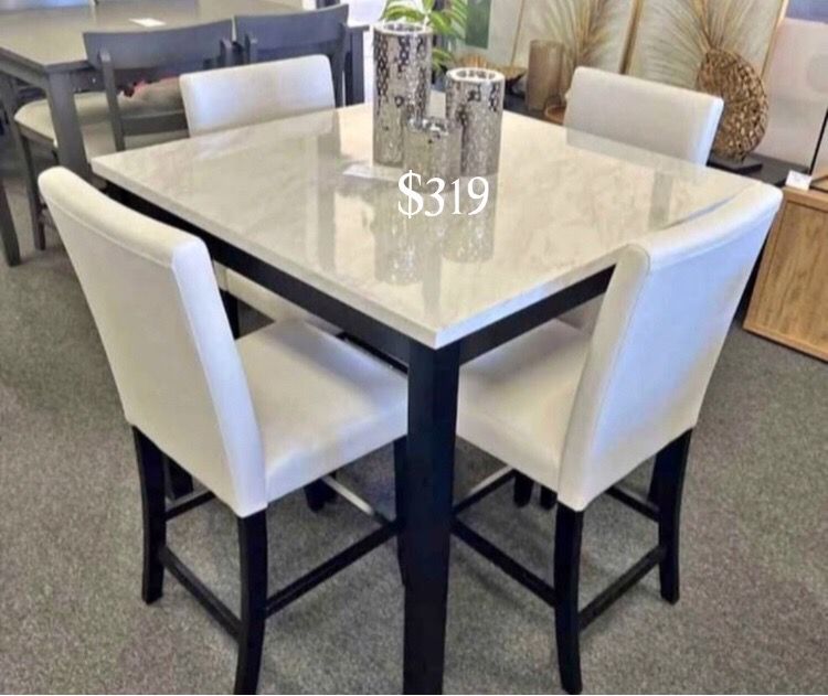 Gorgeous! 5-Pc White Counter Height Dining Table Set