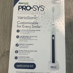 PRO-SYS VarioSonic Welcome Kit First Electric Toothbrush for Beginner, Rechargeable Power ADA Accepted Smart Sonic Toothbrush with Timer, 2 Replacemen
