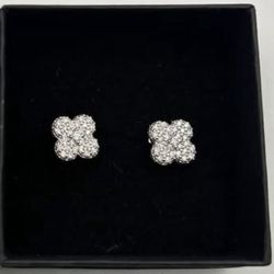 925 Moissanite Clover Studs 
