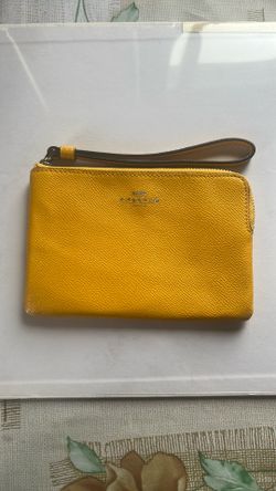Coach Mustard Yellow Pebbled Leather Wristlet