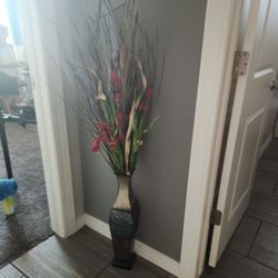 2 Vase Decor Red Flower Stems And Blue