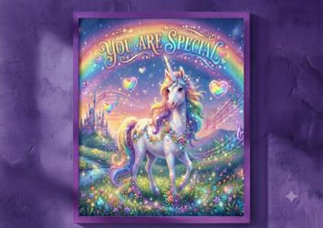 8.5x11 Cardstock You Are Special Rainbow Unicorn Wall Art Print  - Multicolor