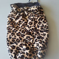 Leopard print fleece vertical cinch bag
