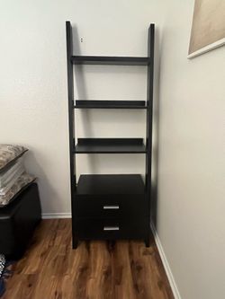 72” Cappuccino Wood 4-shelf Ladder Bookcase