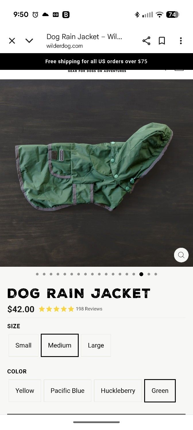 Wilderdog Dog Rain Jacket (Medium, Green)