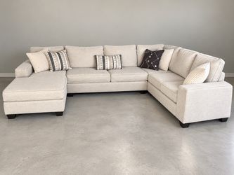 Large 12FT Cream Sectional Sofa with Chaise