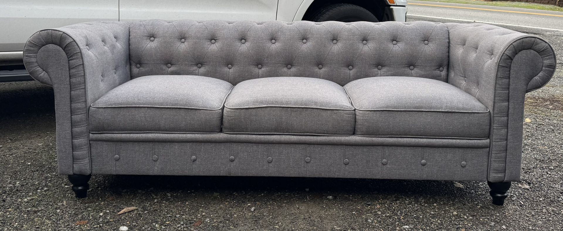 **Free Delivery** Adorable grey Chesterfield Sofa