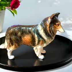 Large Collie Figurine Occupied Japan Porcelain Collie Dog Figurine