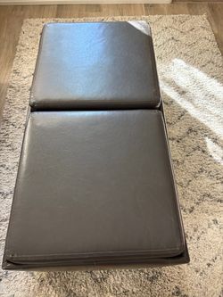 Gray Faux Leather Storage Ottoman