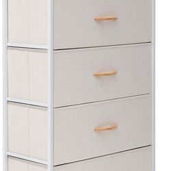 6 Drawers Fabric Dresser, Tall Skinny Dresser, Storage Organizer Tower, Steel Frame Wooden Top, (Beige)
