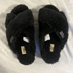 UGG fuzz sugar cross over slippers