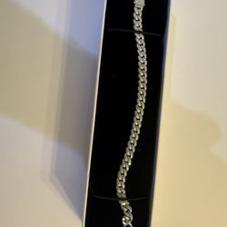 JAXXON Men's Iced Out Cuban Link Silver Bracelet