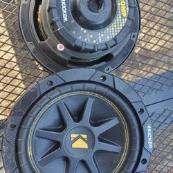 2 8" Kicker Comp Subwoofers and 2 amplifiers clarion marine 2ch and 4chGood Condition 
