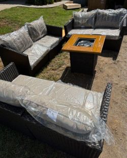 High quality deep seating cushions fully assembled inside the box patio set fire pit propane high quality patio set 🆕☑️🚚🚎