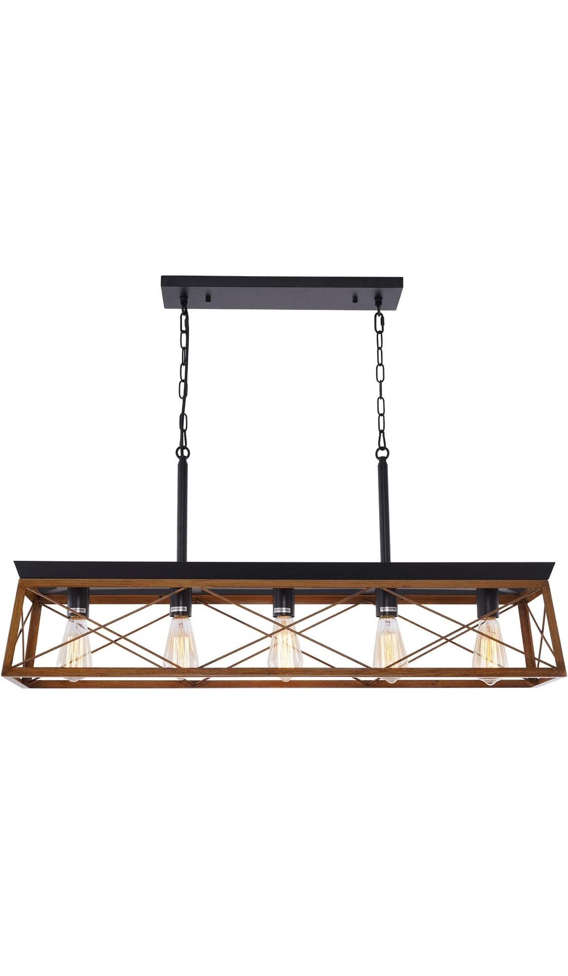 Farmhouse Chandeliers for Dining Room 5 Lights Industrial Linear Pendant Lighting Fixtures