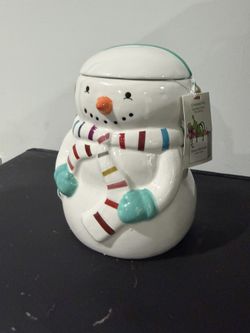 New W/Tags Ceramic Snowman Candle
