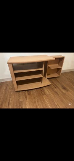 Furniture with swivel top plenty of storage shelf’s (some hidden)